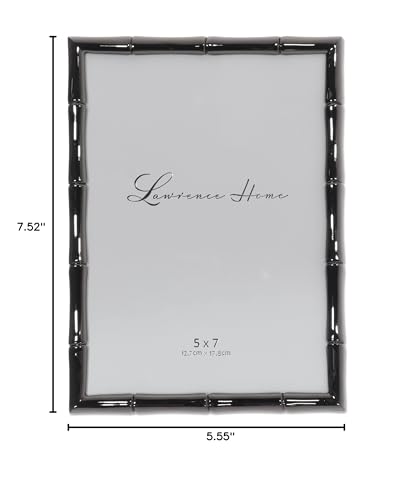 Lawrence Frames 5x7 Black Polished Metal Picture Frame with Bamboo Design - Image 5
